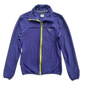 Nike Dri-Fit Women’s S Purple Green Full Zip Running Athletic Jacket #484717-422